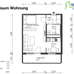 Servicewohnen Thalheim Grundriss Ein-Raum