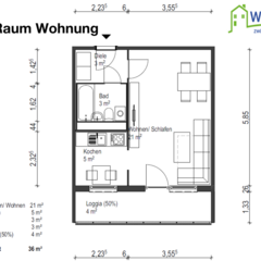 Servicewohnen Thalheim Grundriss Ein-Raum