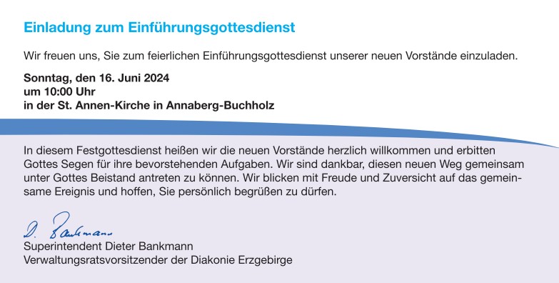 Einladung zum Einführungsgottesdienst